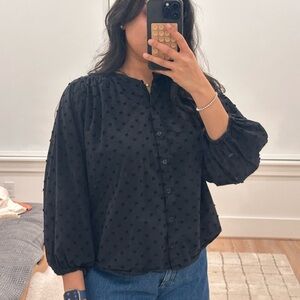 Zara Black Textured Blouse